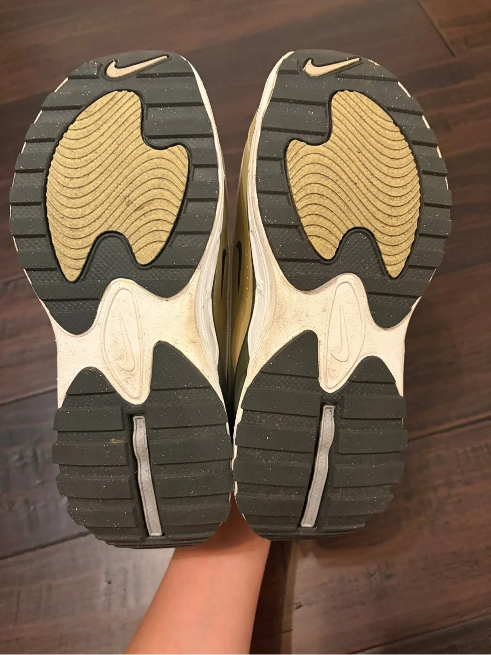 Nike Air Max Bliss White and Olive Green Sneakers sporty athletic athlete shoes